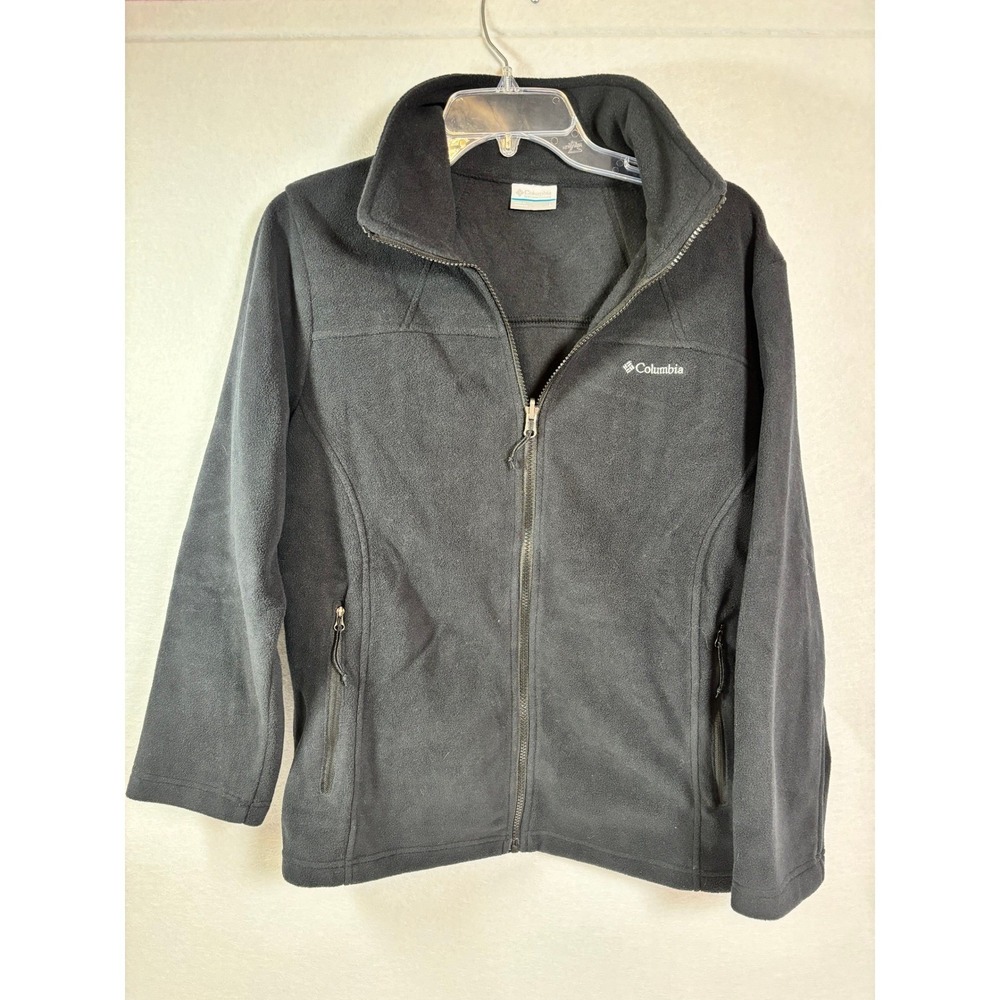 Columbia Benton Springs Fleece Jacket Womens Large Black Full Zip Outdoor Hiking